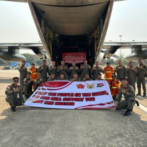 Pesawat TNI AU Hercules C-130 Dari Skadron Udara 33 Yang Membawa Bantuan Kemanusiaan Berhasil Mendarat di Myanmar