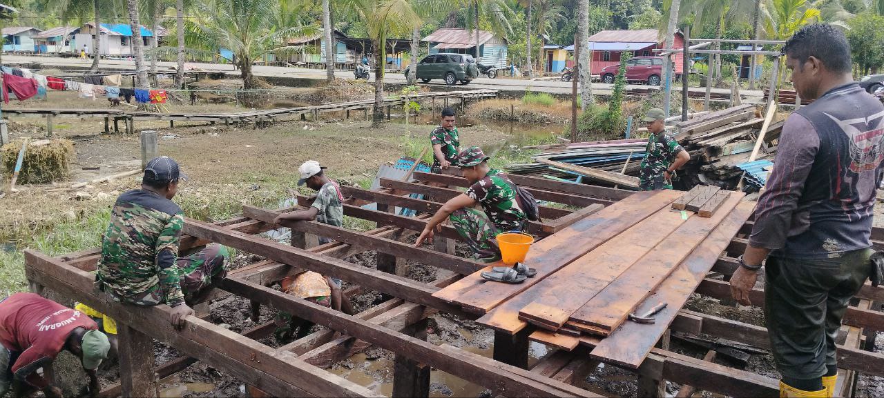 Pastikan Berjalan Dan Sesuai Target, Kasdim 1710/Mimika Tinjau Pengerjaan Sasaran Fisik Pra TMMD Ke-124