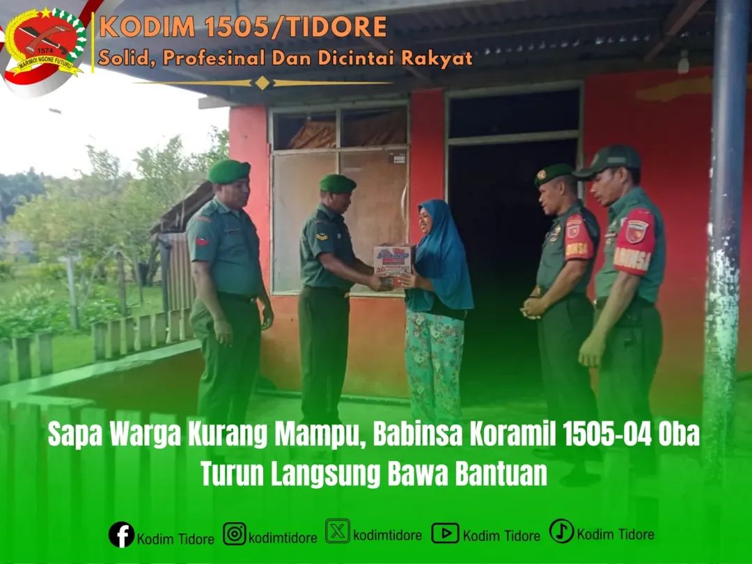 Sapa Warga Kurang Mampu, Babinsa Koramil 1505-04 Oba Turun Langsung Bawa Bantuan