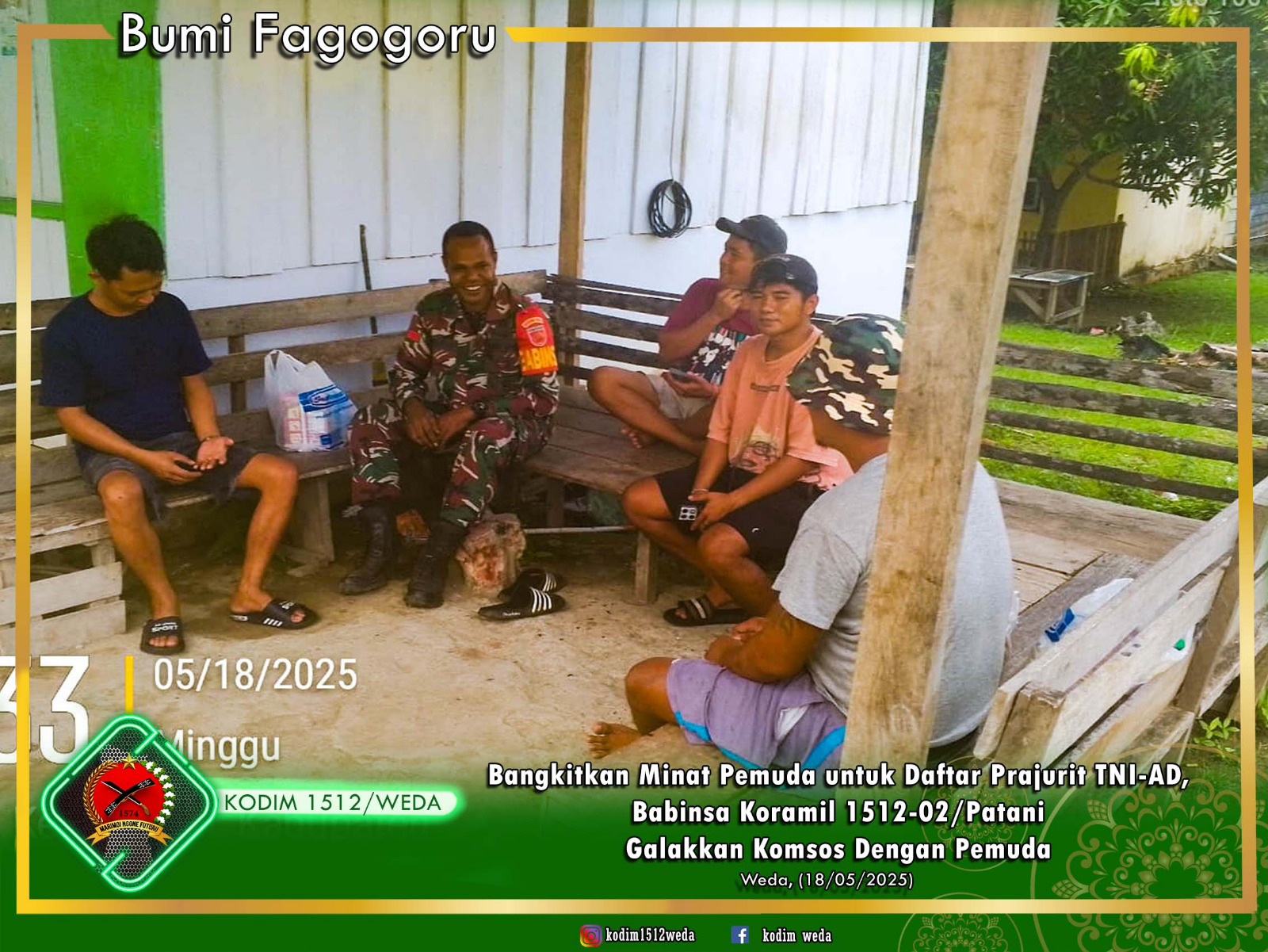 Bangkitkan Minat Pemuda untuk Daftar Prajurit TNI-AD, Babinsa Koramil 1512-02/Patani Galakkan Komsos Dengan Pemuda