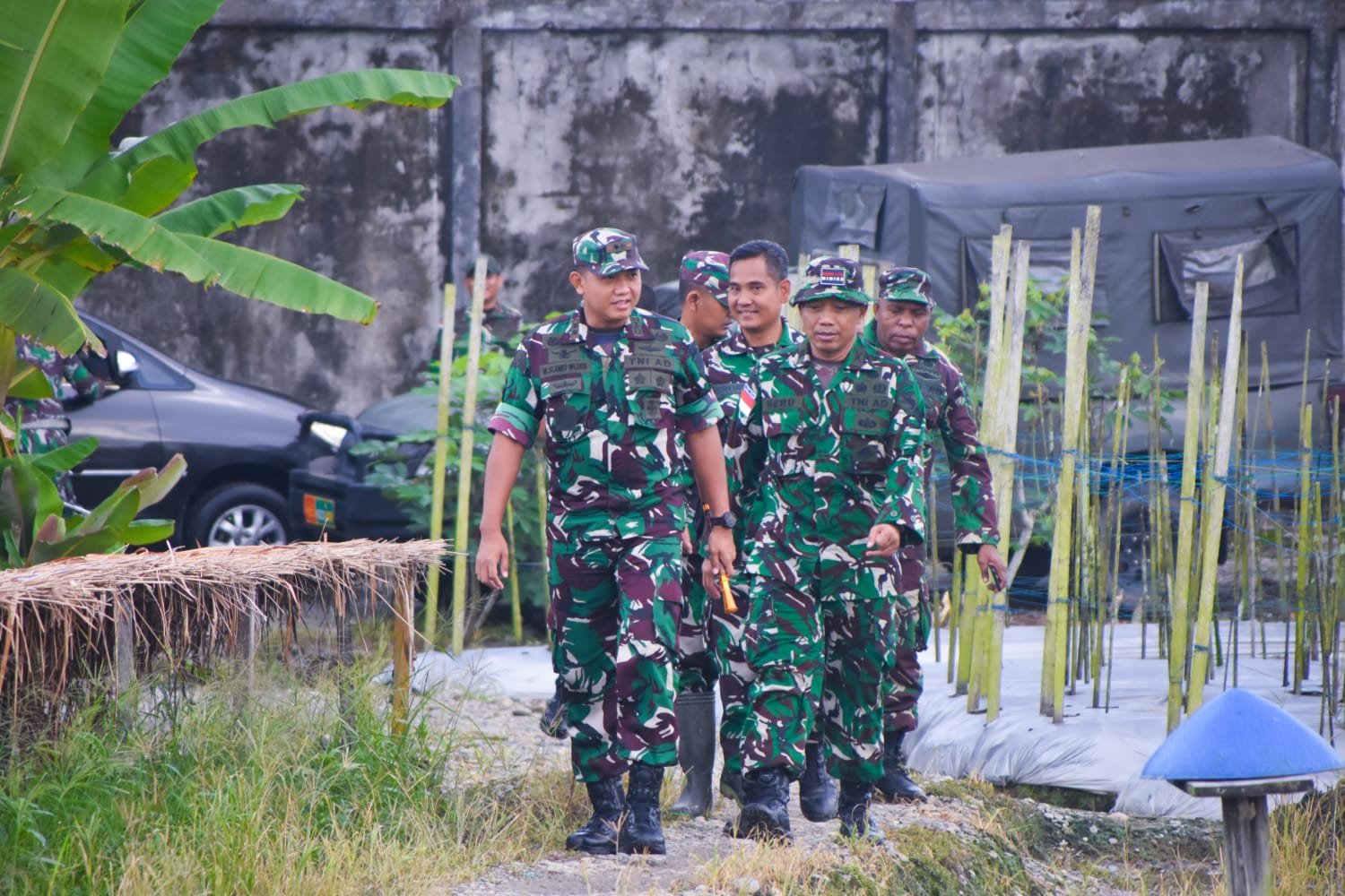 Dandim 1710/Mimika Tinjau Ketahanan Pangan Di Lahan Percontohan Petani Binaan