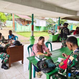Tingkatkan Kesejahteraan Warga, Satgas Yonif 126/KC Adakan Bakti Kesehatan di Mindiptana