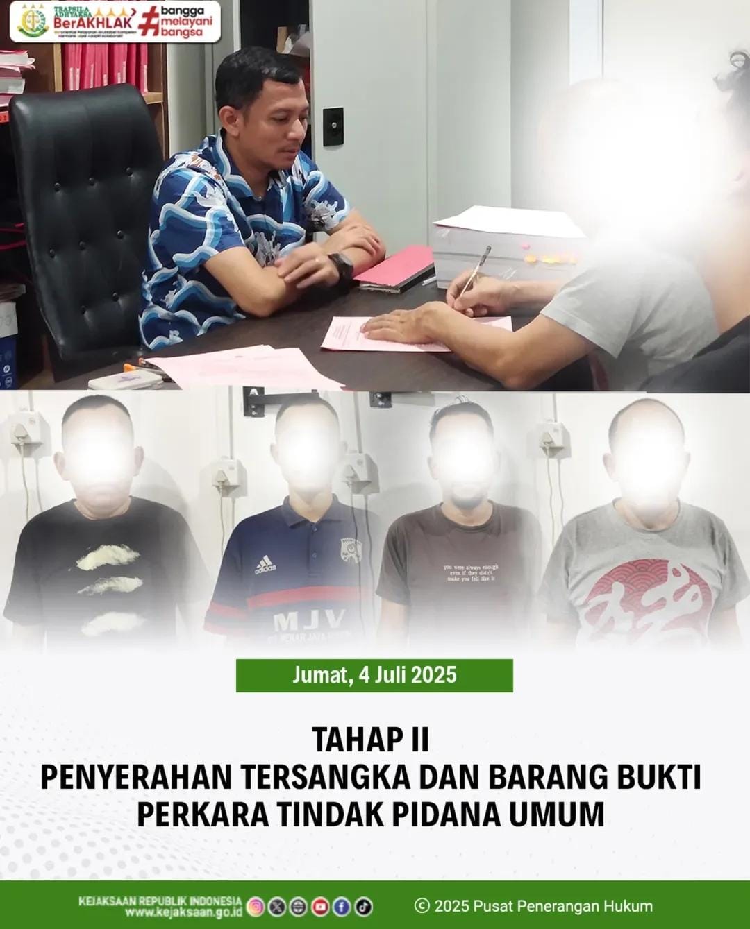 Kejari Negeri Lingga menerima Limpahan Penyerahan Tersangka dan pemeriksaan barang bukti (TAHAP, ll), perkara tindak pidana umum Dari polres Lingga