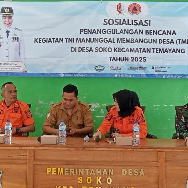 TMMD 125 Bojonegoro, TNI dan BPBD Sosialisasi Mitigasi Bencana