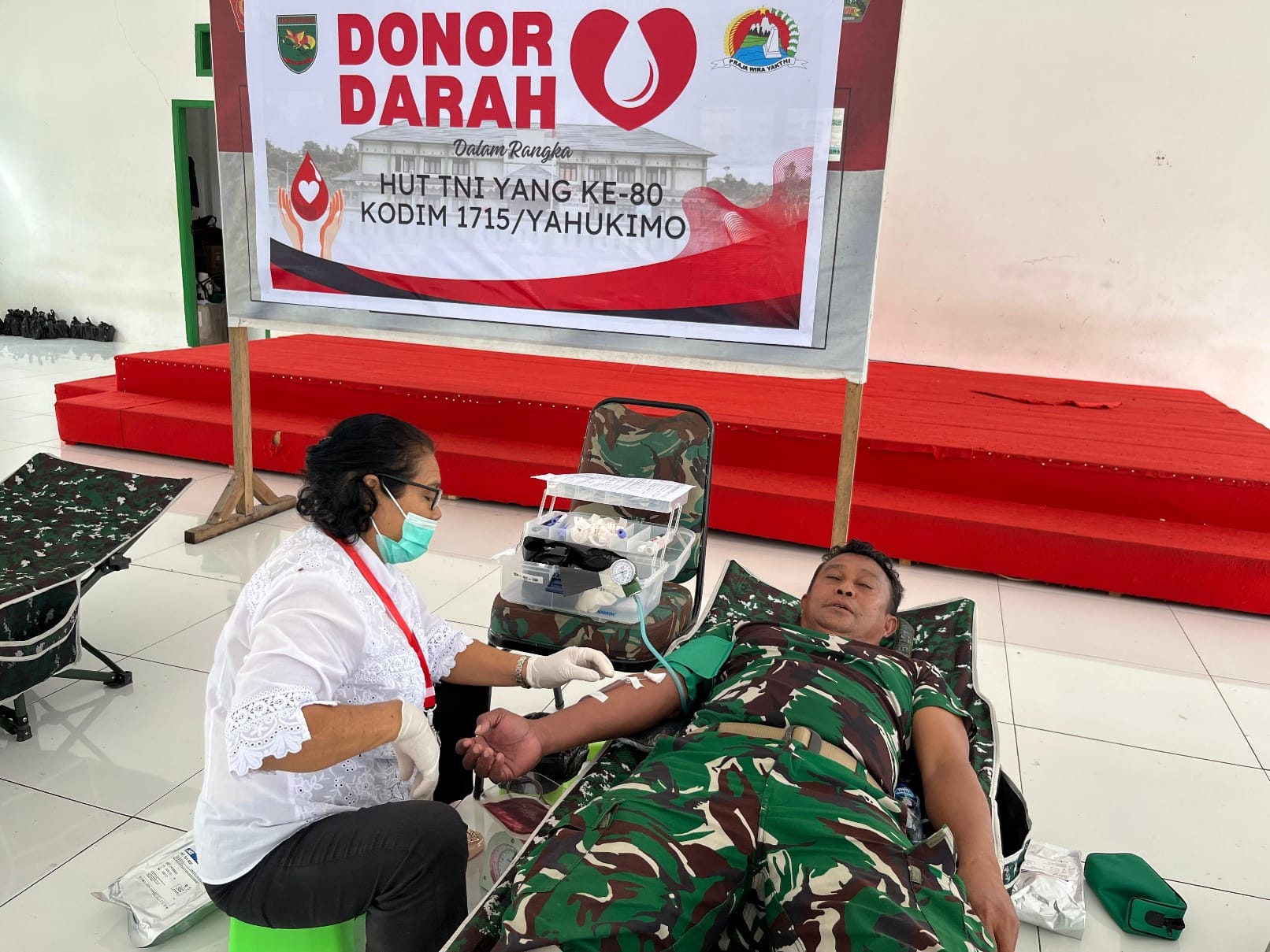 Sambut HUT TNI Ke-80, Kodim 1715/Yahukimo Gelar Donor Darah