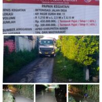 Pembangunan Betonisasi Jalan Desa Pasir Eurih Berjalan Sesuai RAB, Kades Raup Obay Pastikan Mutu dan Libatkan Masyarakat