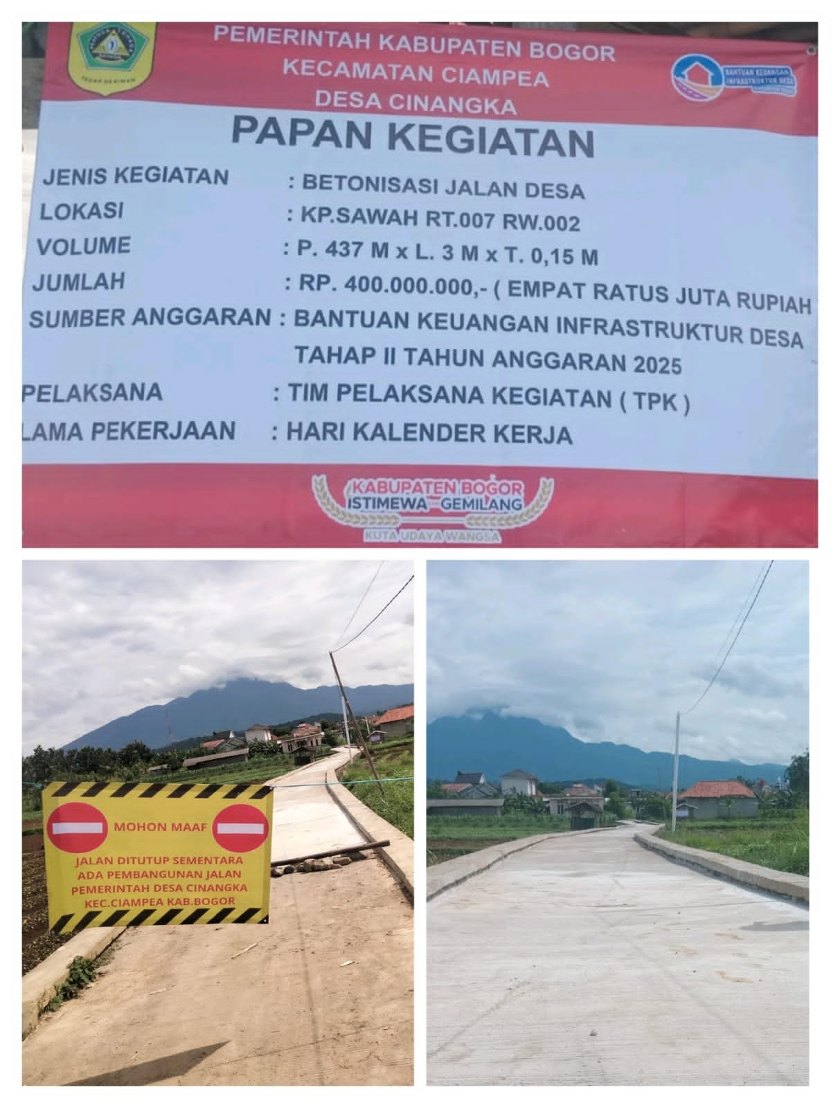 Betonisasi Jalan Desa Cinangka Tahap II Tahun 2025, Dorong Aksesibilitas dan Perekonomian Warga