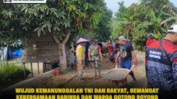 Wujud Kemanunggalan TNI dan Rakyat, Semangat Kebersamaan Babinsa dan Warga Gotong Royong Cor Jalan Tempat Ibadah