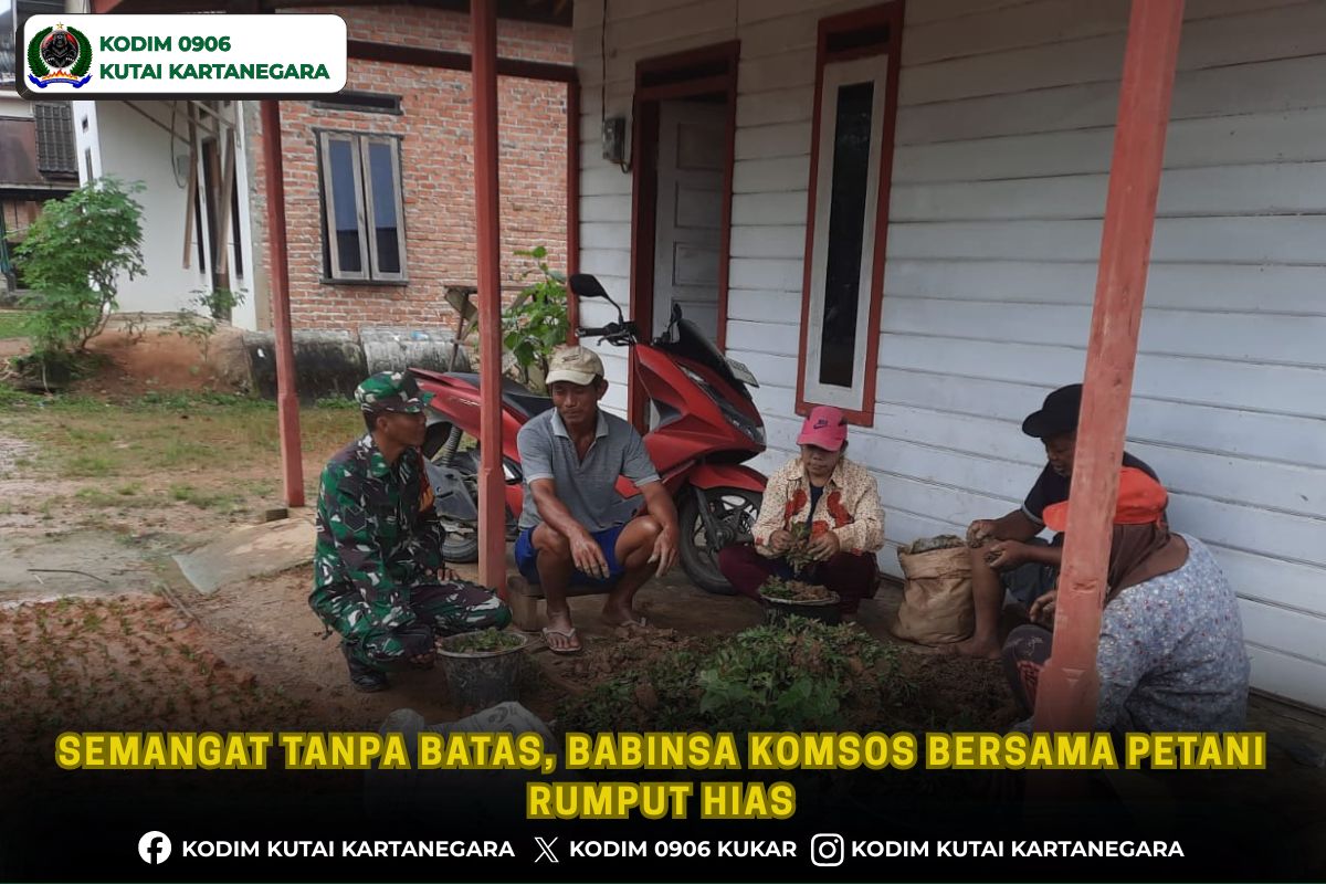 Semangat Tanpa Batas, Babinsa Komsos Bersama Petani Rumput Hias