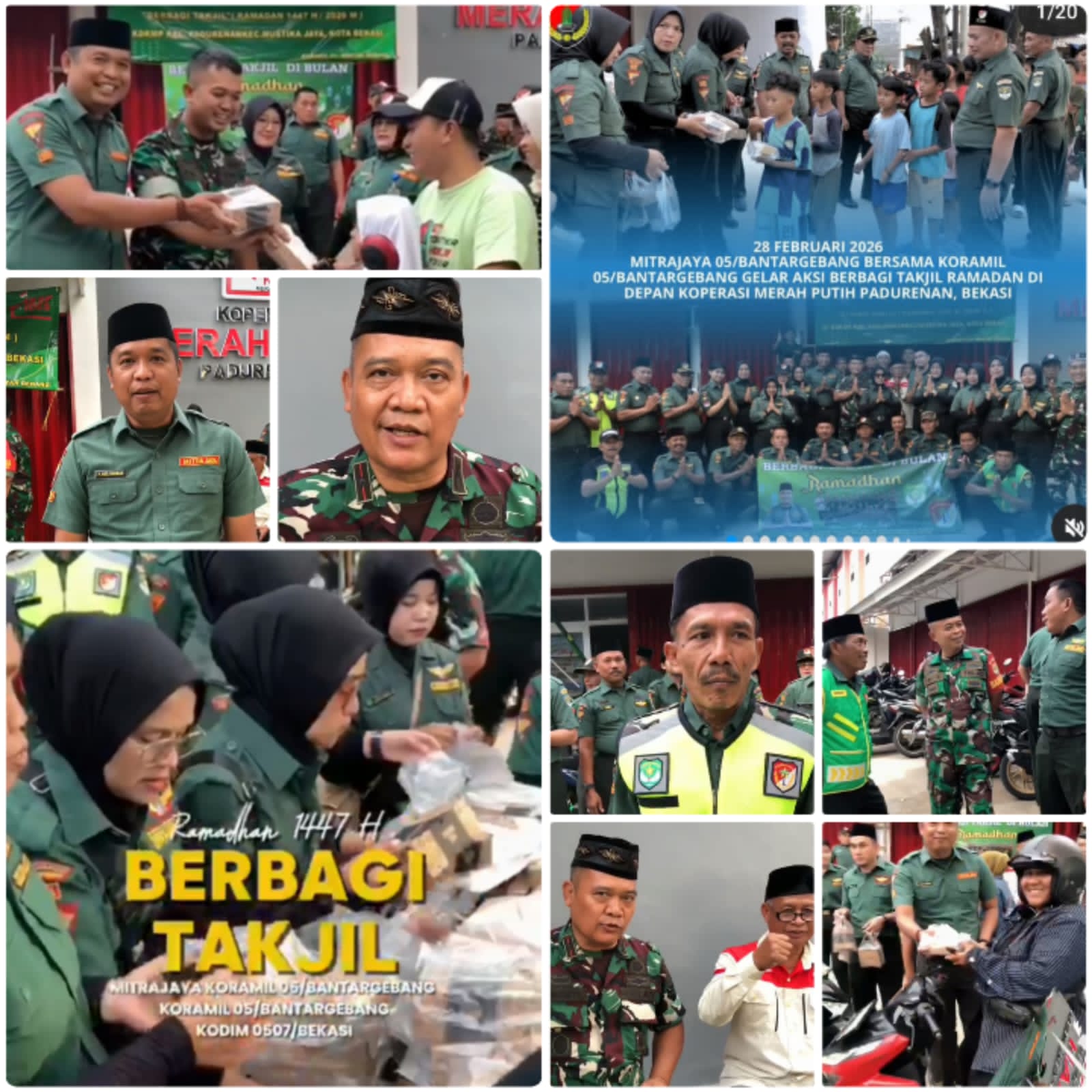 Mitra Jaya Kodim 0507/Bekasi Melaksanakan Kegiatan Berbagi Takjil Serentak Sebagai Bentuk Kepeduliaan Sosial Di Bulan Suci Ramadhan