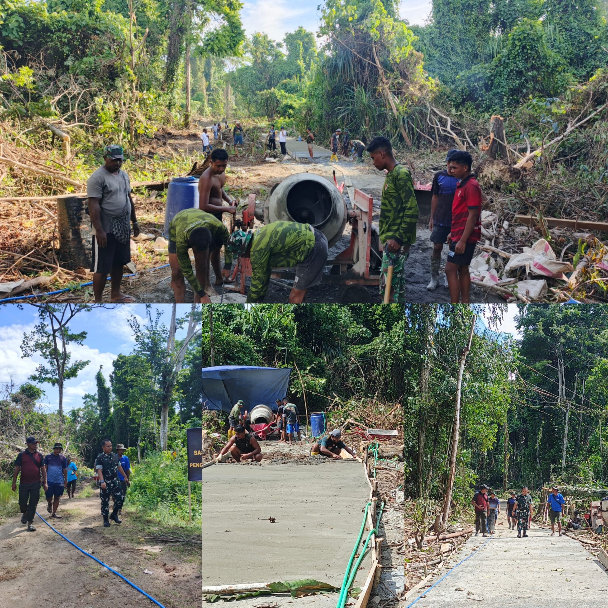 TMMD Ke-128 Kodim 1801/Manokwari Laksanakan Pengecoran Jalan Capai 62 Persen Tmmd