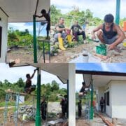 Pengecatan Tiang Teras RTLH, Satgas TMMD Ke-128 Kodim 1801/Manokwari Utamakan Kerapian