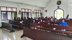 Iman dan Kerohanian Terjaga, Anggota Satgas TMMD ke-128 Kodim 1801/Manokwari Laksanakan Ibadah Minggu Bersama Warga