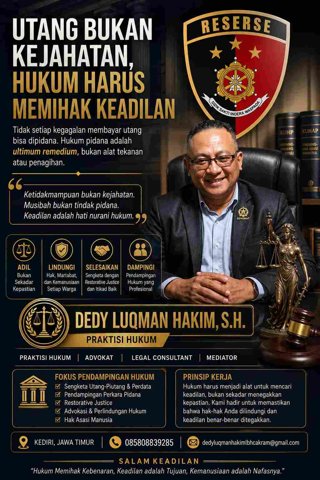 Dari Utang Rp20 Juta ke Ancaman Penjara: Dedy Luqman Hakim Kupas Batas Tipis Perdata dan Pidana