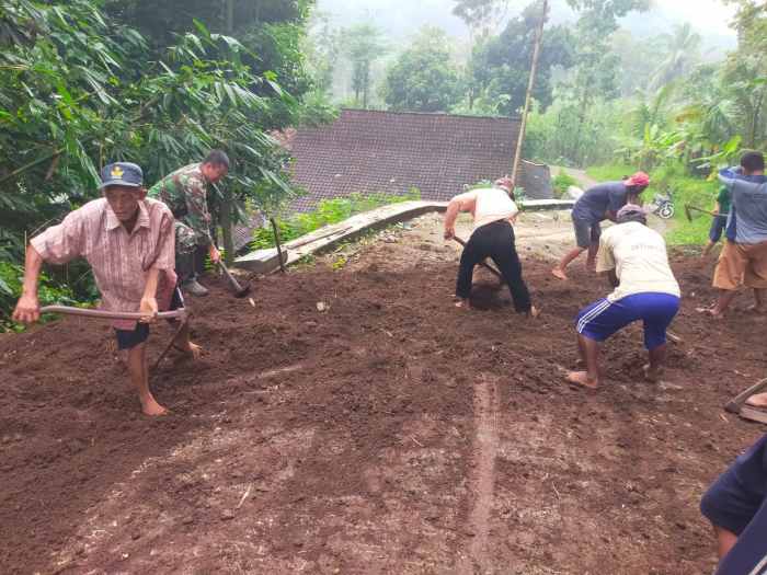 Wujud Sinergitas, Babinsa Banjarsari Bersama Warga Gotong Royong Lebarkan Jalan Desa Wujud Sinergitas, Babinsa Banjarsari Bersama Warga Gotong Royong Lebarkan Jalan Desa
