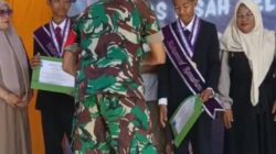 Babinsa Bumi Harapan Hadiri Pelepasan Murid Kelas IX SMPN 27 Sepaku