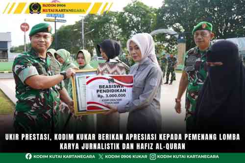 Ukir Prestasi, Kodim Kukar Berikan Apresiasi kepada Pemenang Lomba Karya Jurnalistik dan Hafiz Al-Quran Ukir Prestasi, Kodim Kukar Berikan Apresiasi kepada Pemenang Lomba Karya Jurnalistik dan Hafiz Al-Quran