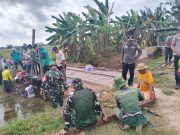 Demi Kemajuan Bersama , Koramil 03/Babulu Perbaiki Jembatan Penghubung Dua Desa
