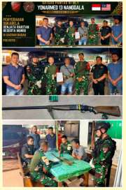 Gagalkan Peredaran Senjata Ilegal, Sweeping Gabungan Satgas Yonarmed 13/Nanggala dan Bea Cukai Nanga Badau Amankan 1 Pucuk Senjata Rakitan beserta 4 Butir Munisi