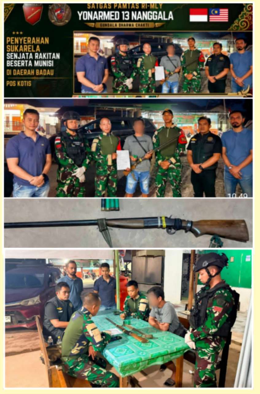Gagalkan Peredaran Senjata Ilegal, Sweeping Gabungan Satgas Yonarmed 13/Nanggala dan Bea Cukai Nanga Badau Amankan 1 Pucuk Senjata Rakitan beserta 4 Butir Munisi
