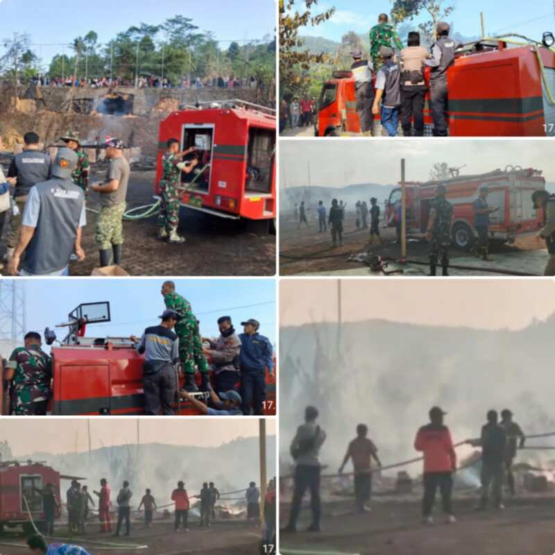 Babinsa Kodim 0605/Subang Bantu Padamkan Kebakaran Lahan Kosong di Subang