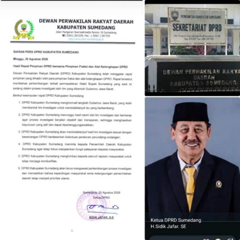 DPRD Sumedang Awasi Proses Investigasi Wabup, Pastikan Pemerintahan Tetap Berjalan