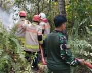 Gerak Cepat Babinsa Koramil 0908-01/Loktuan Bersama Damkar Padamkan Karhutla  Di Kelurahan Bontang Lestari