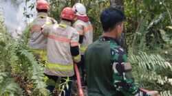 Gerak Cepat Babinsa Koramil 0908-01/Loktuan Bersama Damkar Padamkan Karhutla  Di Kelurahan Bontang Lestari