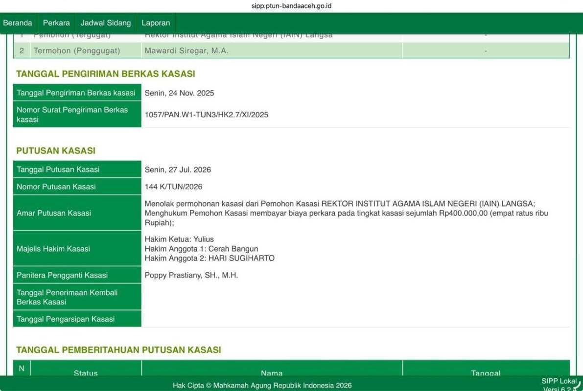 Kasasi Ditolak MA, Jabatan Mawardi Dipersoalkan, YARA Desak Rektor Bertindak Kasasi Ditolak MA, Jabatan Mawardi Dipersoalkan, YARA Desak Rektor Bertindak