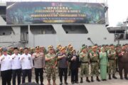 Dandim 0908/Bontang Hadiri Upacara Penerimaan dan Pemberangkatan Satgas Pamtas  RI-Malaysia Wilayah Kaltim Kaltara