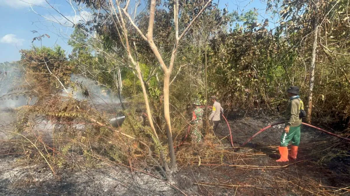 Babinsa dan Tim Damkar Gerak Cepat Padamkan Karhutla