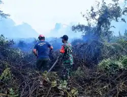 Babinsa Koramil 0908-02/Muara Badak Bersama Tim Gabungan Padamkan Karhutla  Di Wilayah Binaan