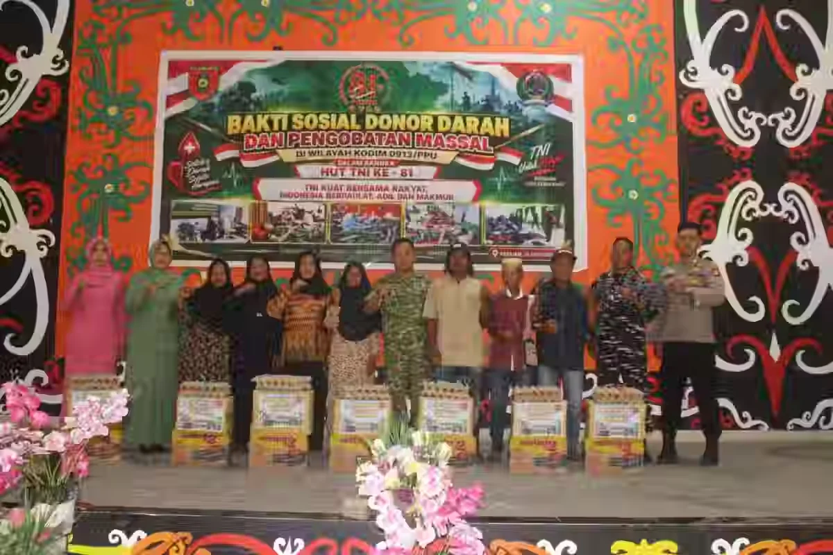 Meriahkan HUT ke-81 TNI, Kodim 0913/PPU Gelar Donor Darah Hingga Cek Kesehatan Gratis dan Bagi Sembako
