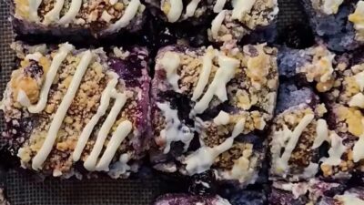 Kreasi Blueberry Cheese Focaccia Tanpa Mixer