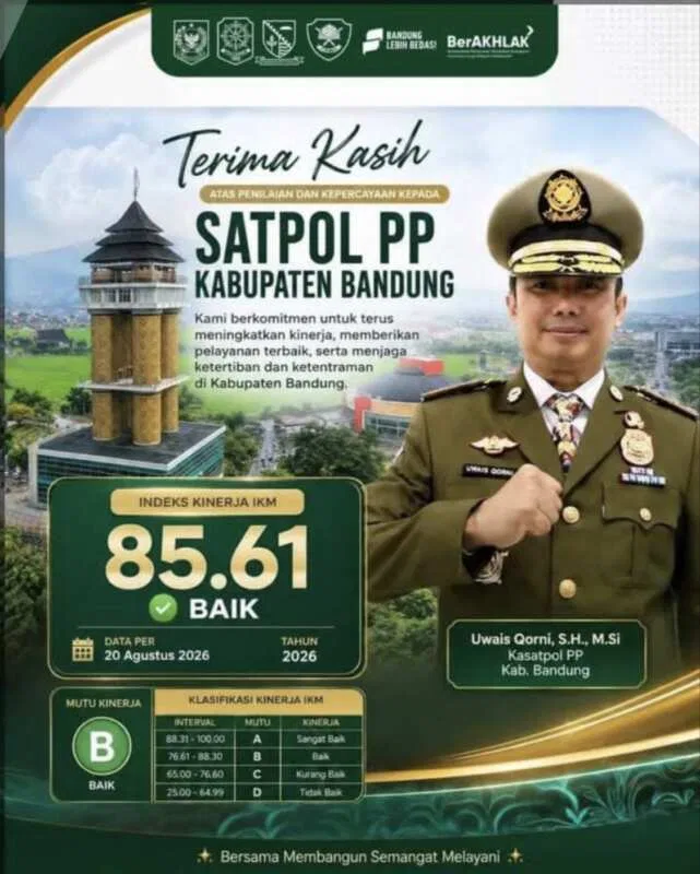 Pencapaian Indeks Kepuasan Masyarakat Satpol PP Kabupaten Bandung