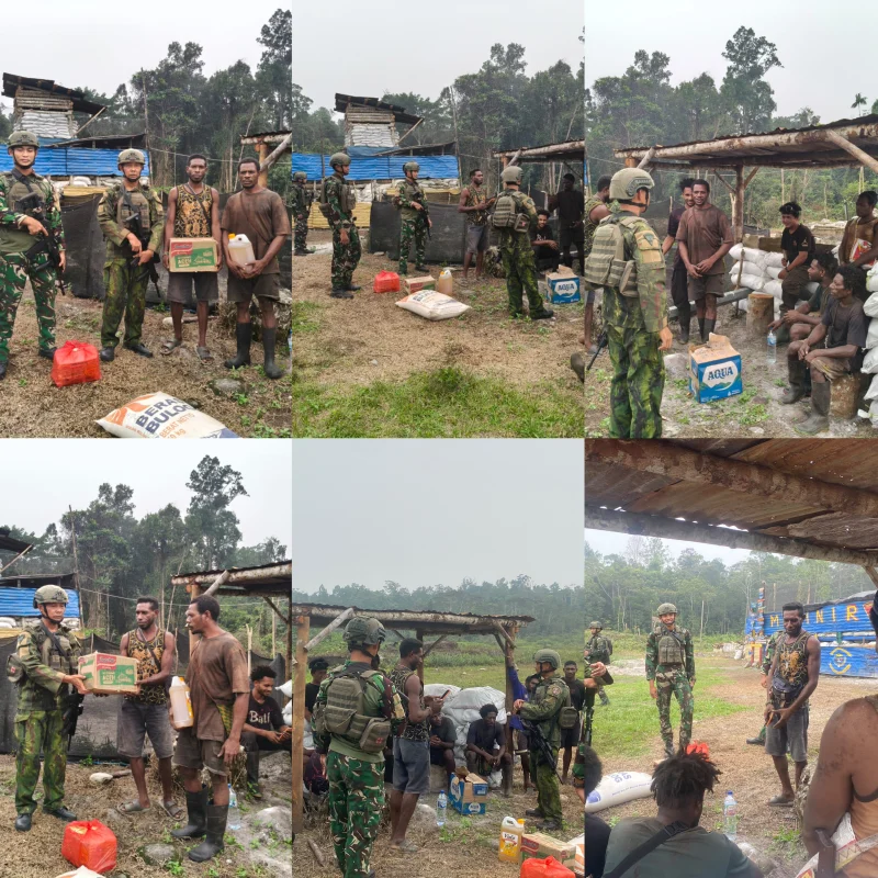 Satgas Yonif 2 Marinir Hadir Membawa Kepedulian dan Berbagi Kebahagiaan dengan Masyarakat Kapiraya