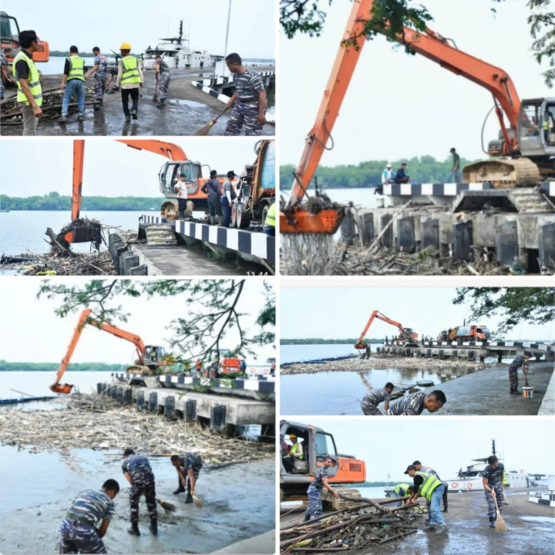 Gotong Royong Di Ujung Dermaga, Sambut HUT TNI Ke-81 Dengan Laut Yang Bersih