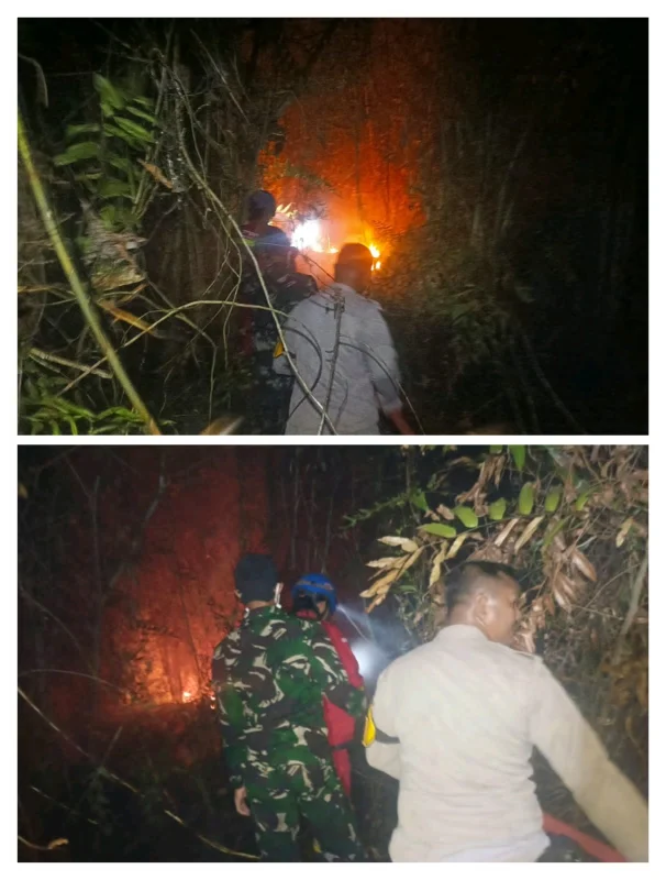 Cegah Api Merembet ke Permukiman, Polsek Sangatta Utara Bersama Tim Gabungan Jinakkan Karhutla