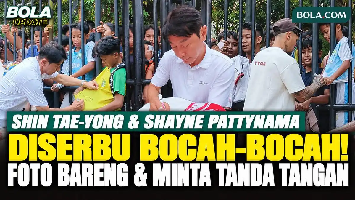 Senyum Anak-anak Warnai Momen Bersama Shin Tae-yong dan Shayne Pattynama
