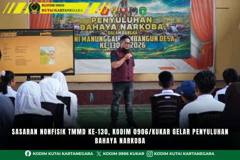 Sasaran Nonfisik TMMD ke-130, Kodim 0906/Kukar Gelar Penyuluhan Bahaya Narkoba